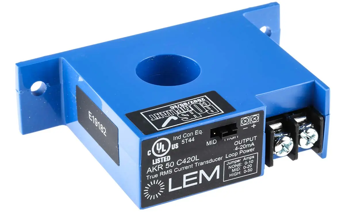 LEM AKR Stromwandler, Tafelmontage, 50:1 50A, Leitermaß 19mm, 88.9mm x 23.7mm x 55.4mm