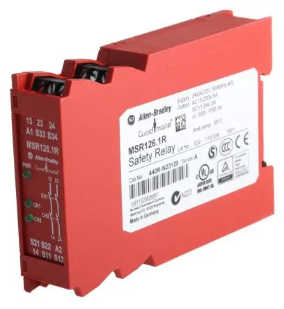 Produktfoto 1 von Allen Bradley Sicherheitsrelais 24V ac/dc, 2 Sicherheitskontakte, Überwacht RoHS SIL IEC 61508