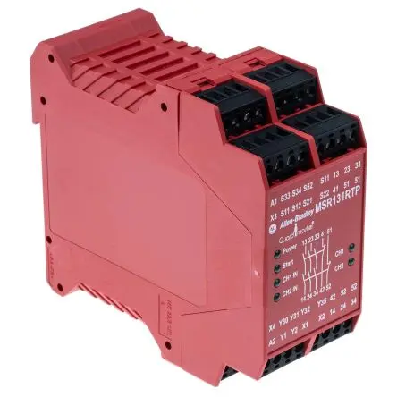 Produktfoto 1 von Allen Bradley Sicherheitsrelais 24V ac/dc, 3 Sicherheitskontakte, 2 Hilfsschalter RoHS SIL IEC 61508