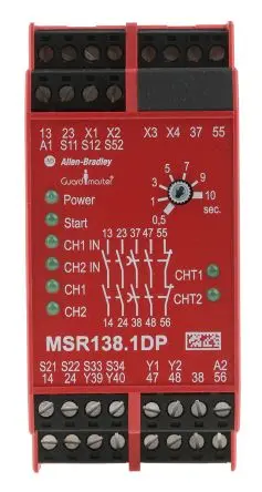 Produktfoto 1 von Allen Bradley Sicherheitsrelais 24V ac/dc, 2 Sicherheitskontakte, 1 Hilfsschalter RoHS SIL IEC 61508