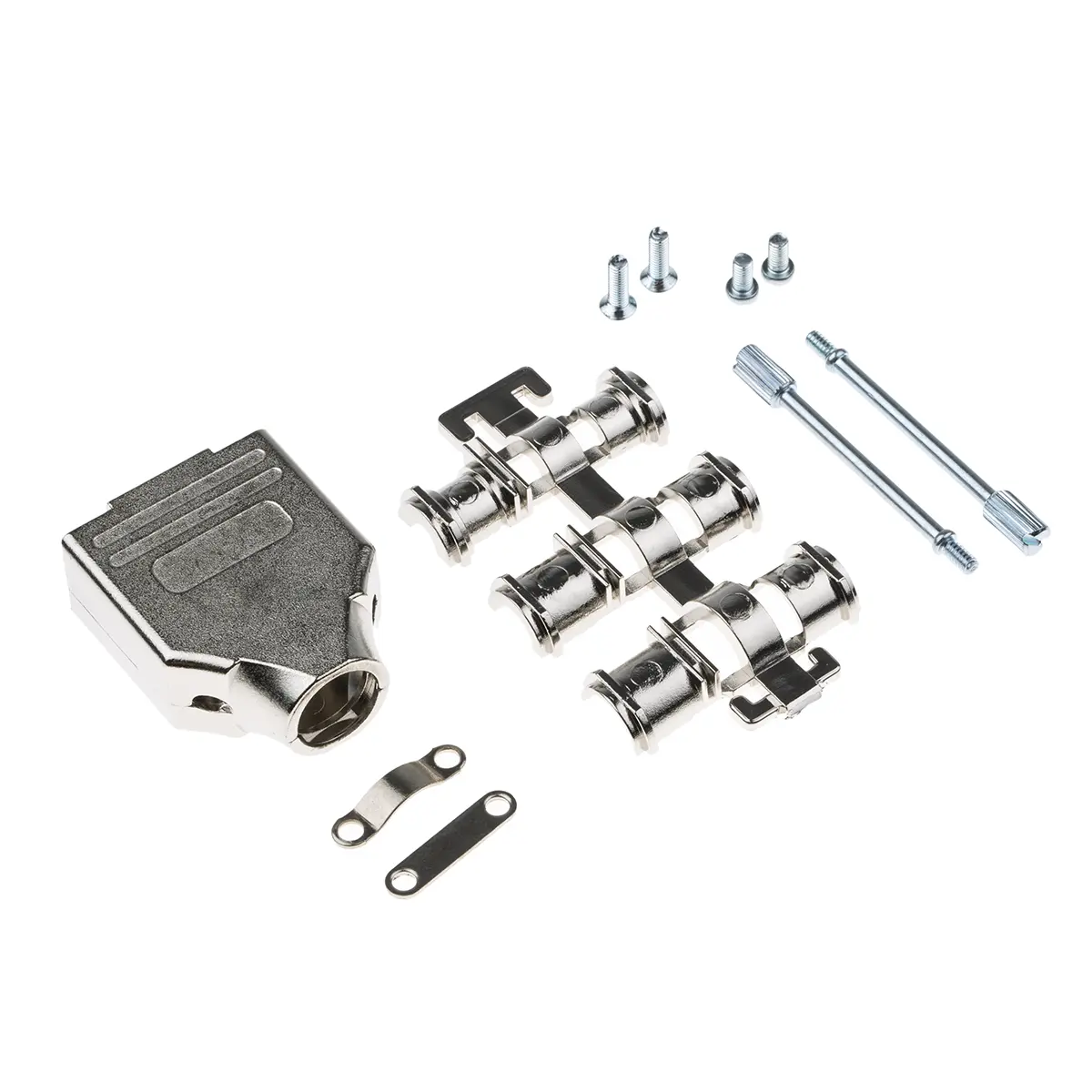 Produktfoto 1 von MH Connectors MHDM D-Sub-Gehäuse Gerade, 9-polig, D: D-Sub-Gehäuse Zugentlastung, Silber, Größe E, aus Zink