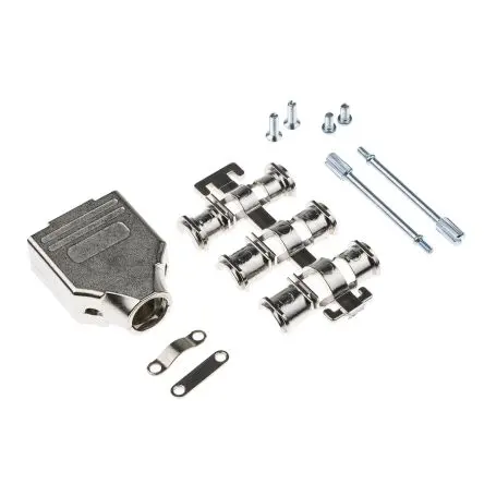 Produktfoto 1 von MH Connectors MHDM D-Sub-Gehäuse Gerade, 9-polig, D: D-Sub-Gehäuse Zugentlastung, Silber, Größe E, aus Zink