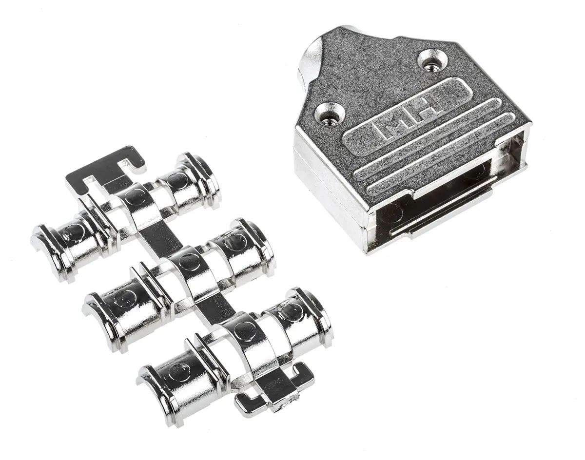 Produktfoto 1 von MH Connectors MHDM D-Sub-Gehäuse Gerade, 15-polig, D: D-Sub-Gehäuse Zugentlastung, Silber, Größe A, aus Zink