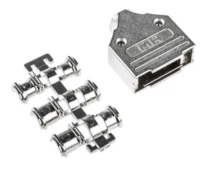 Produktfoto 1 von MH Connectors MHDM D-Sub-Gehäuse Gerade, 15-polig, D: D-Sub-Gehäuse Zugentlastung, Silber, Größe A, aus Zink