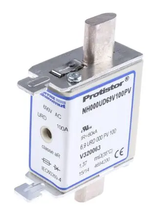Mersen NH000UD NH-Sicherung NH000, 690V ac / 100A FF, aR DIN, IEC
