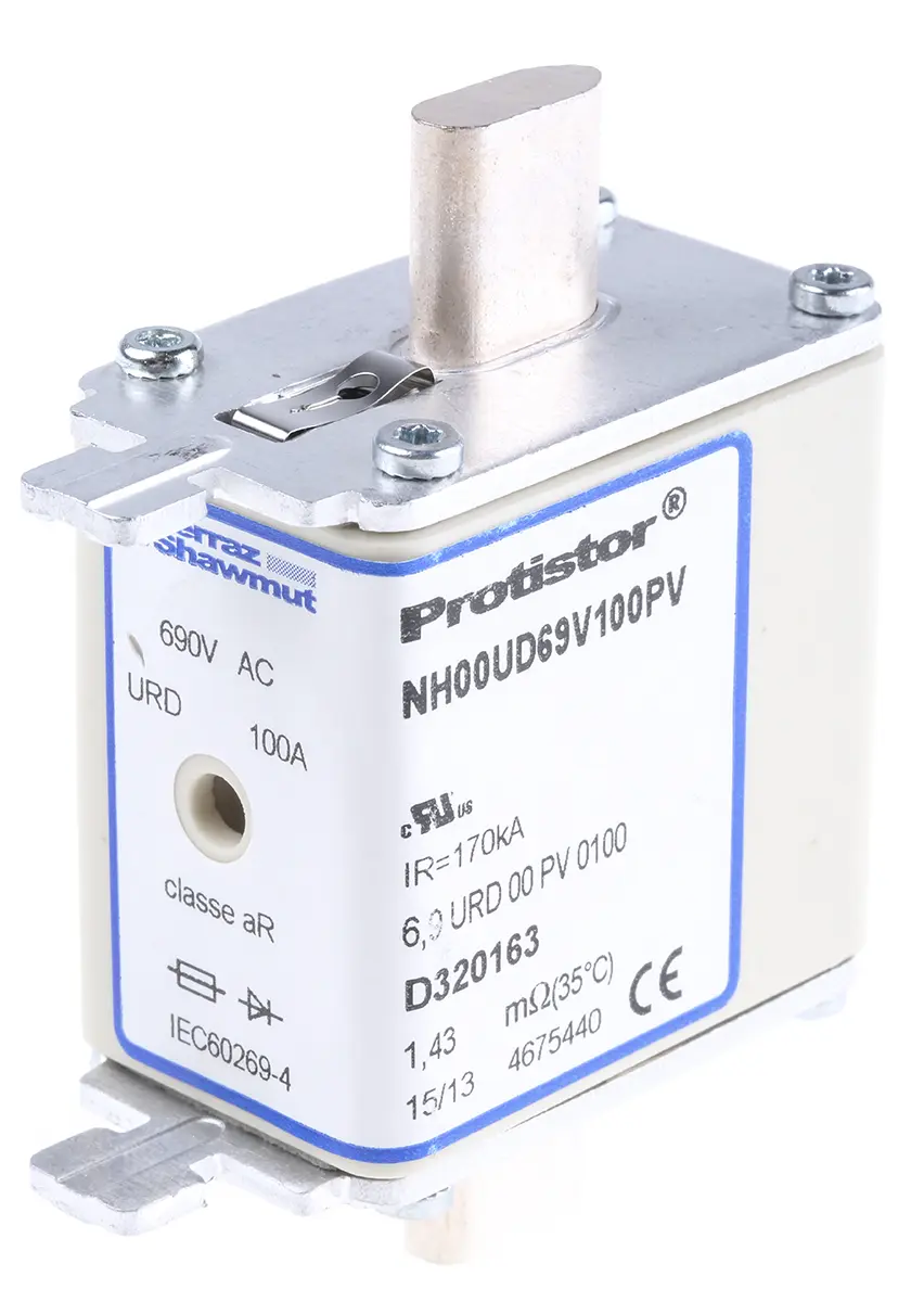 Mersen NH000UD NH-Sicherung NH00, 690V ac / 100A FF, aR IEC