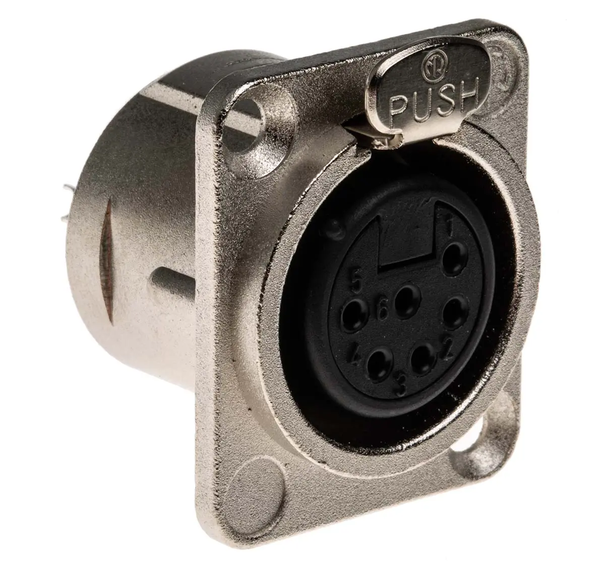 Produktfoto 1 von Neutrik Gerade 6-polig Panel Buchse Silber auf Nickel Natur XLR-Steckverbinder, 50 V