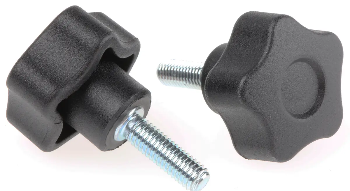 Produktfoto 1 von Elesa Feststellschraube Schwarz Technopolymer Fünf Lappen, mit Gewindebolzen Ø 63 mm
