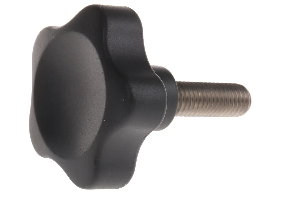 Produktfoto 1 von Elesa Feststellschraube Schwarz, Matt Glasfaserverstärktes Technopolymer auf Polyamidbasis (PA) Fünf Lappen, mit
