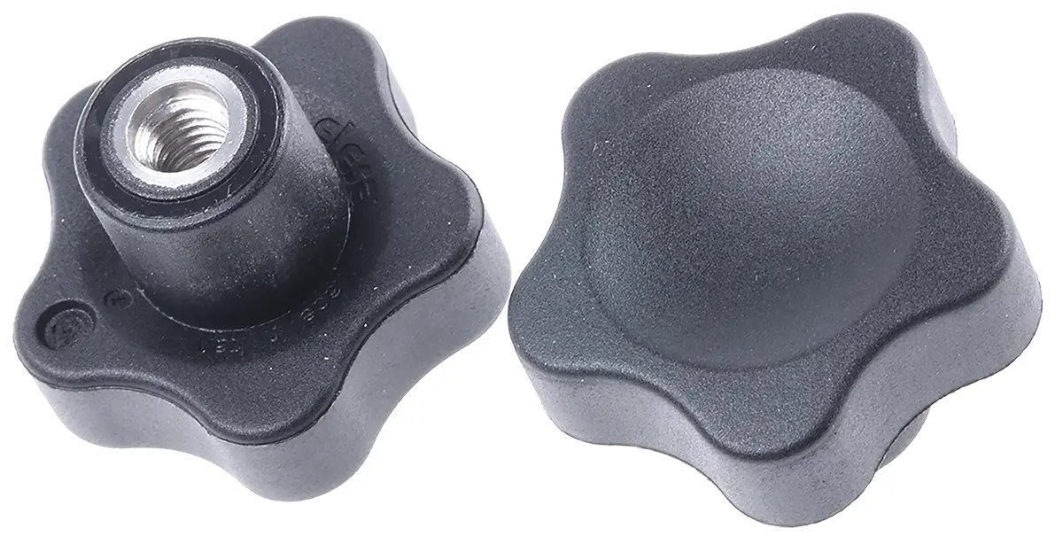 Produktfoto 1 von Elesa Feststellschraube Schwarz, Matt Glasfaserverstärktes Technopolymer auf Polyamidbasis (PA) Fünf Lappen, mit