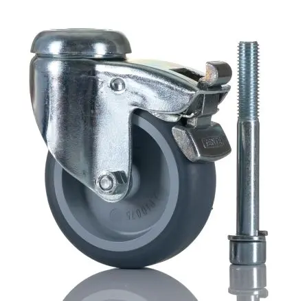 Produktfoto 1 von Tente Drehbar Rolle, Rad ø 75 mm, 75 kg, Ges H. 100 mm, Rad B. 25 mm, Gummi