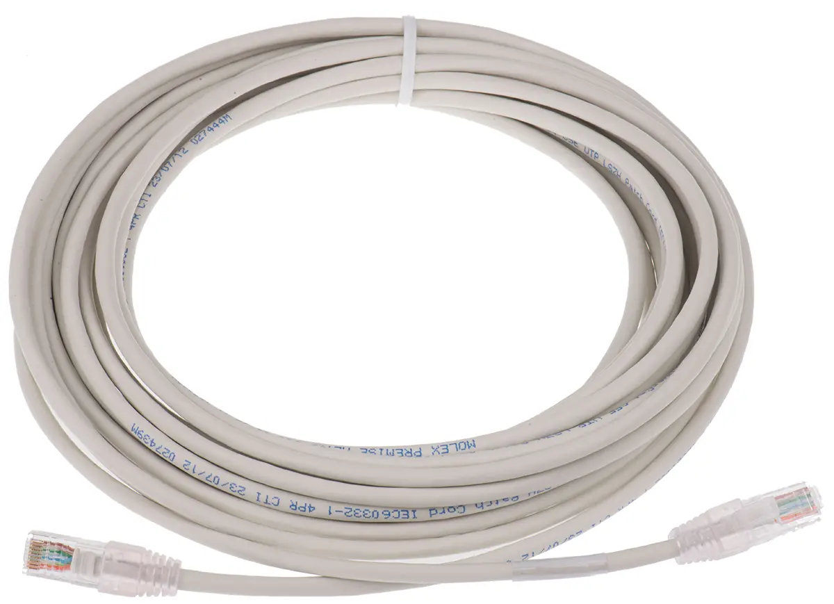 Molex Premise Networks PowerCat 5E Cat5e Ethernet-Kabel, 10 m, Grau Ungeschirmt Ungeschirmt, Aussen ø 5.4 mm Außen-ø ,