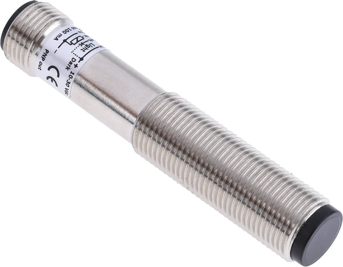 Produktfoto 1 von RS PRO zylindrisch Optischer Sensor, Diffus, Bereich 100 mm, NPN/PNP Ausgang, M12 Steckverbinder