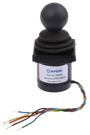 Produktfoto 1 von APEM 7000 Joystick, 2-Achsen Potenziometrisch Dual / 10mA, IP65 Griff Typ Knopf