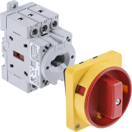 Produktfoto 1 von Allen Bradley 194E Trennschalter 3-polig Basis 16A 7.5 kW Rot, Gelb IP66 3-phasig