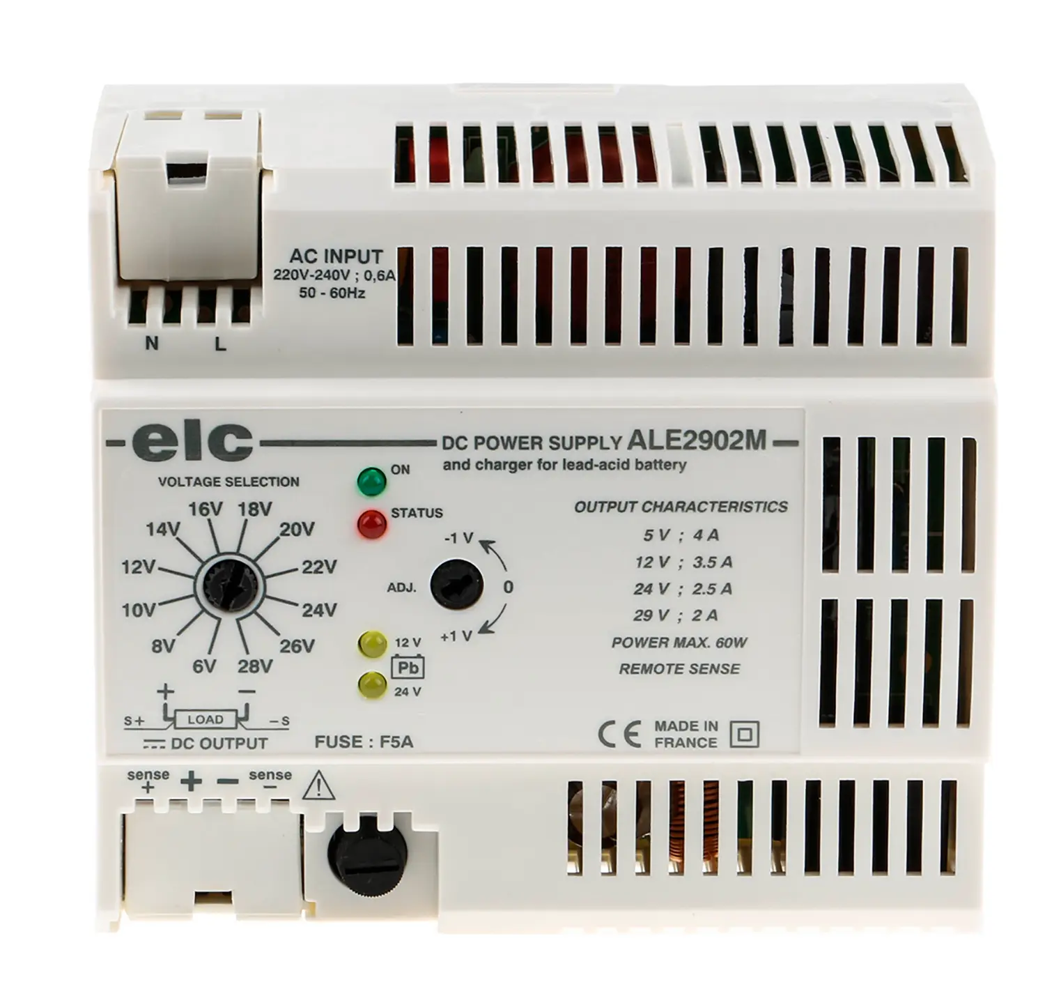 Produktfoto 1 von ELC ALE DIN RAIL DIN-Schienen Netzteil Getaktet 5 → 29V dc / 4A 60W 230V ac