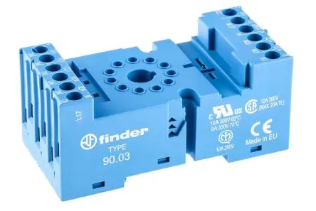 Produktfoto 1 von Finder Relaissockel zur Verwendung mit Relais, Serie 60,13 90, 11 -Kontakt, DIN-Hutschiene, 250V ac