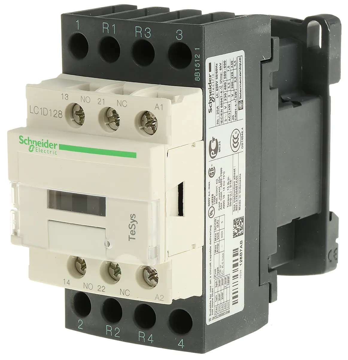 Produktfoto 1 von Schneider Electric LC1D Schütz 24 V ac-Spule, 4-polig, 690V ac / 25 A 24 V ac 1.56 W 2 Schließer/2 Öffner Motorsteuerung