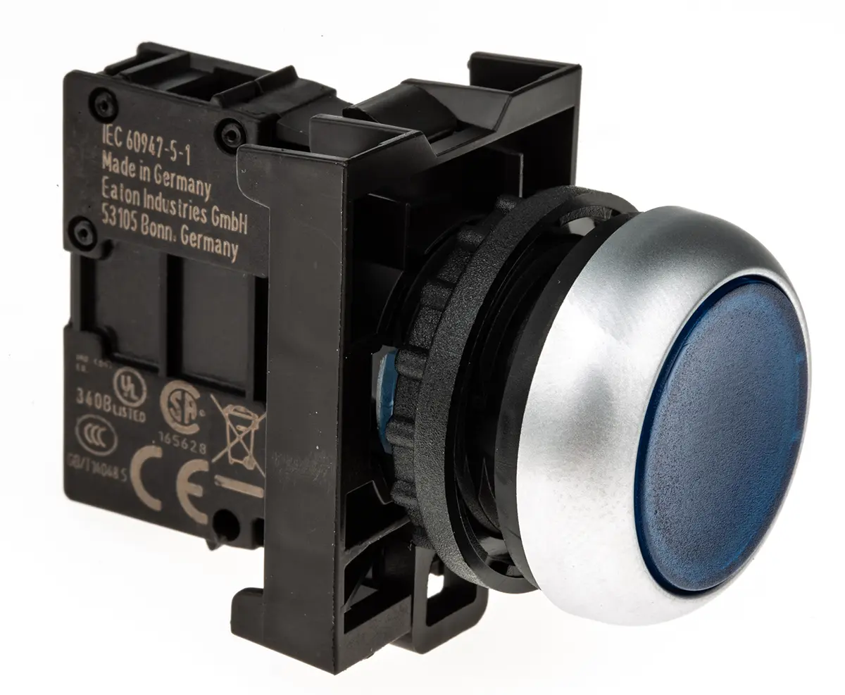 Produktfoto 1 von Eaton RMQ Titan M22 Drucktastenkopf Ø 22 mm, Blau Tastend Rund Rund Kunststoff, IP69