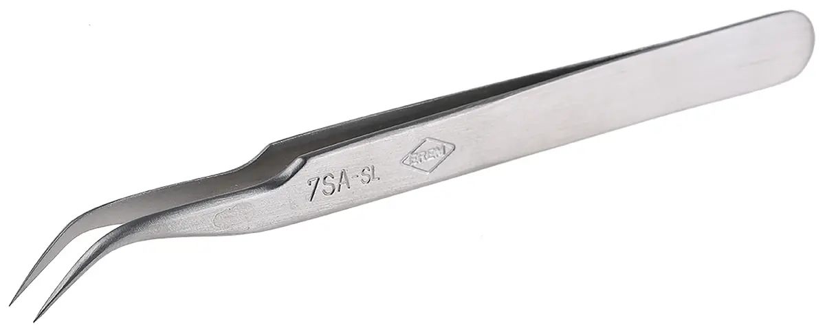Produktfoto 1 von Erem Edelstahl Pinzette, 115 mm Geknickt, Spitze , Spitze Spitz Antimagnetisch