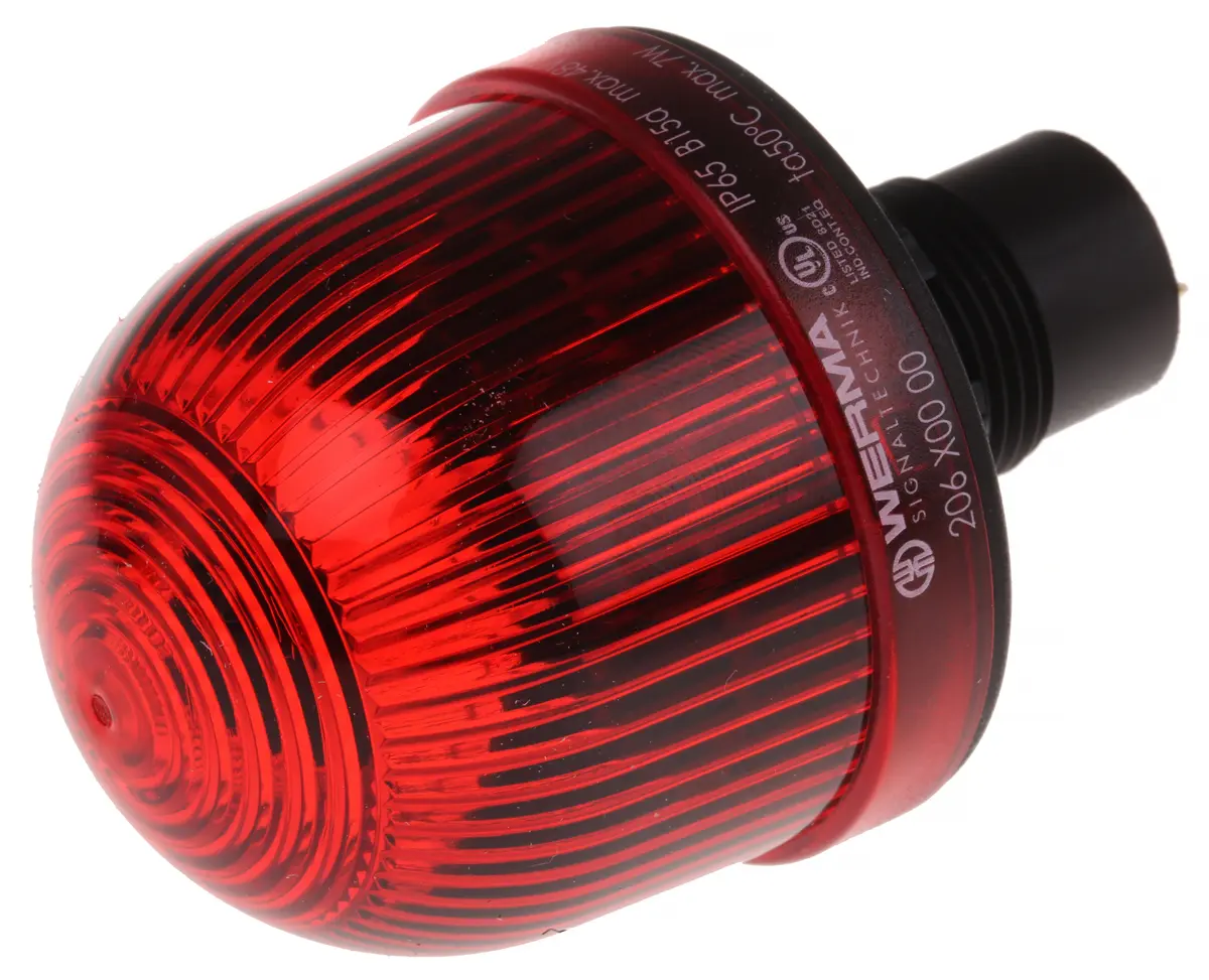 Produktfoto 1 von Werma EM 206 Glühlampe, LED Dauer Signalleuchte Rot, 12 → 48 V ac/dc, Ø 57mm x 87mm