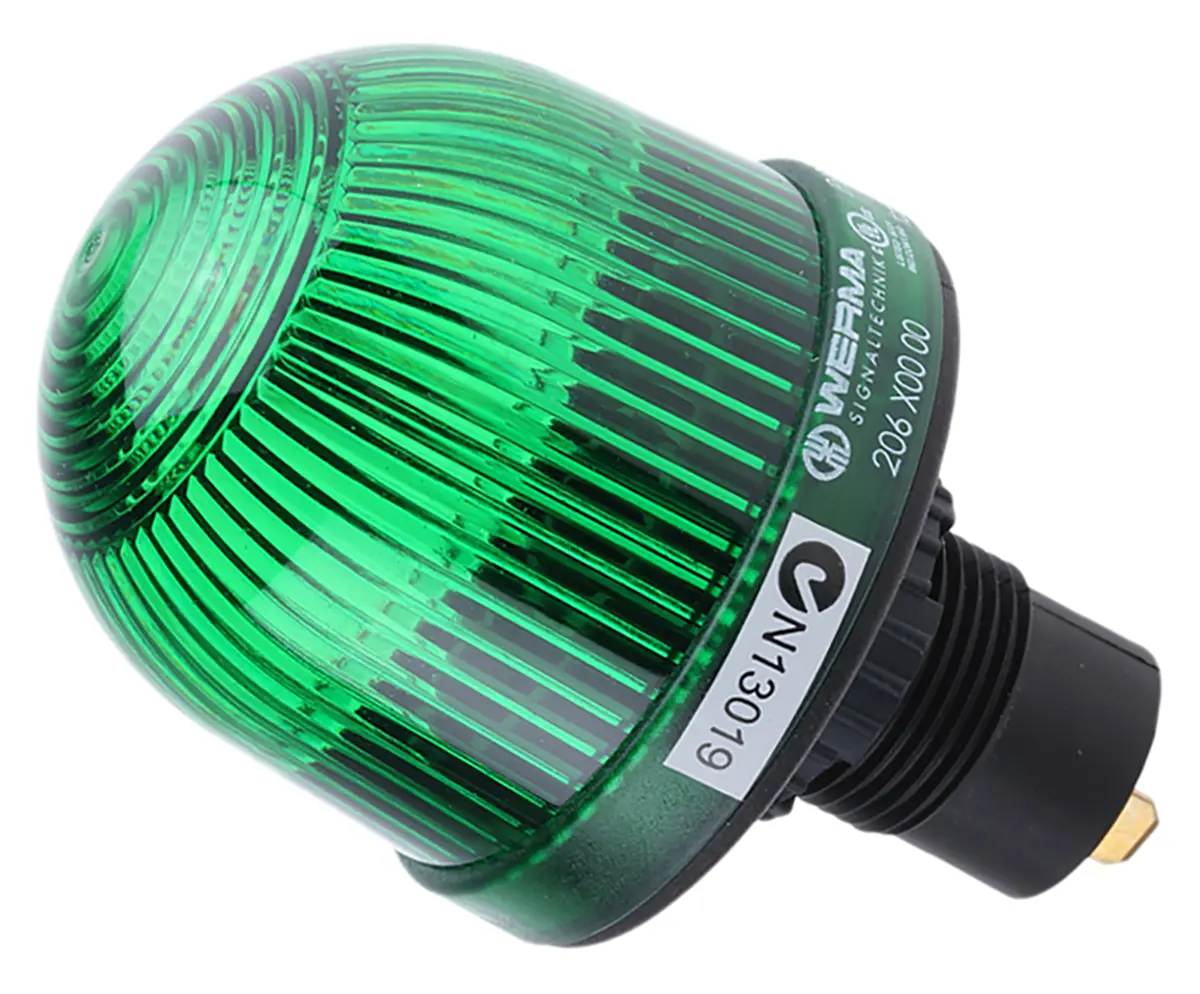 Produktfoto 1 von Werma EM 206 Glühlampe, LED Dauer Signalleuchte Grün, 12 → 48 V ac/dc, Ø 57mm x 87mm