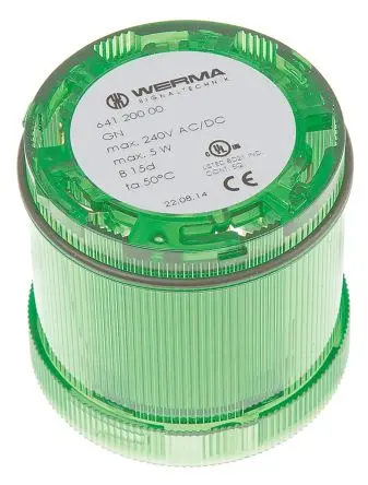 Produktfoto 1 von Werma 641 Blinken Signalleuchte Dauer-Licht 230V ac/dc Grün Wechselstrom/Gleichstrom IP65, 70 mm x 65 mm