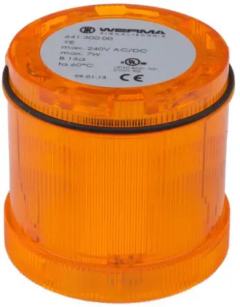 Produktfoto 1 von Werma 641 Blinken Signalleuchte Dauer-Licht 230V ac/dc Gelb Wechselstrom/Gleichstrom IP65, 70 mm x 65 mm