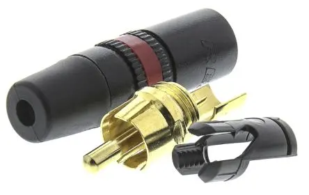 Produktfoto 1 von Re-An Products Gerade Schwarz, Rot Cinchstecker, Gold, 50V 1A