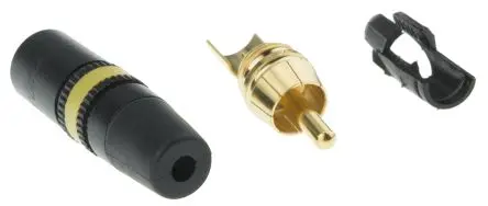Produktfoto 1 von Re-An Products Gerade Schwarz, Gelb Cinchstecker, Gold, 50V 1A