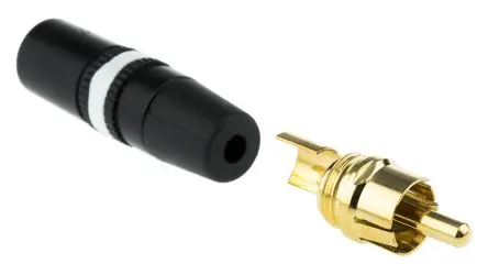 Produktfoto 1 von Re-An Products Gerade Schwarz, Weiß Cinchstecker, Gold, 50V 1A