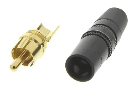 Produktfoto 1 von Re-An Products Gerade Schwarz Cinchstecker, Gold, 50V 1A
