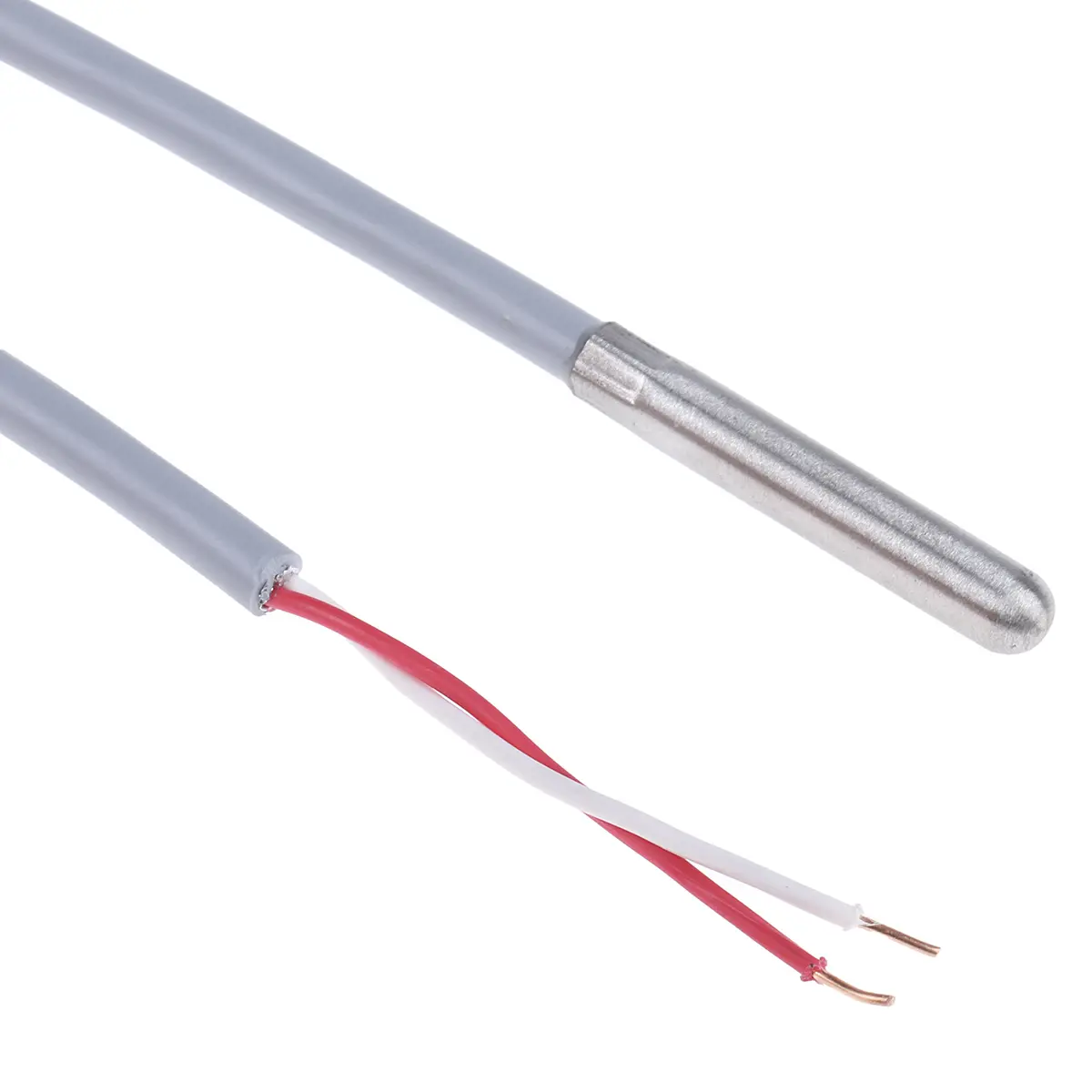 Produktfoto 1 von RS PRO PT1000 Widerstandsthermometer Edelstahl Ø 6 mm 2 x 35 mm Classe A, -20 °C → 100 °C, 2 m Leitung