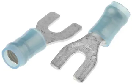 Produktfoto 1 von TE Connectivity PIDG Blau Isoliert Gabelkabelschuh B. 9.53mm, M3.5 Nylon 16 AWG 14 AWG