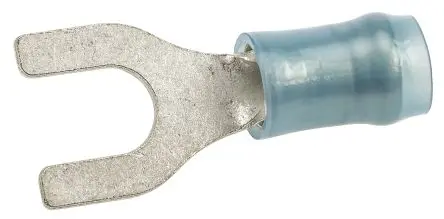 Produktfoto 1 von TE Connectivity PIDG Blau Isoliert Gabelkabelschuh B. 9.53mm, M5 Nylon 16 AWG 14 AWG