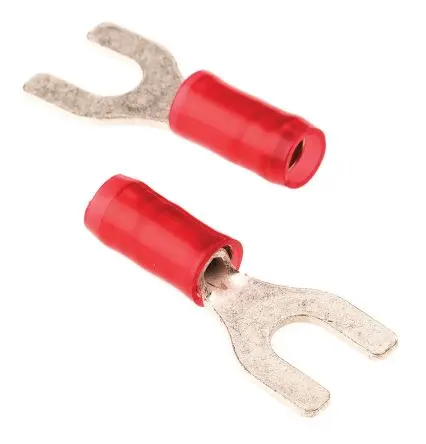 Produktfoto 1 von TE Connectivity PIDG Rot Isoliert Gabelkabelschuh B. 9.53mm, M4 Nylon 22 AWG 16 AWG