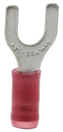 Produktfoto 1 von TE Connectivity PIDG Rot Isoliert Gabelkabelschuh B. 9.53mm, M5 Nylon 22 AWG 16 AWG