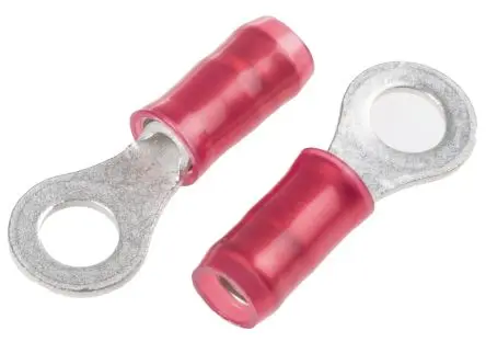 TE Connectivity PIDG Ringkabelschuh, Isoliert 22 AWG, Nylon, Rot, 16 AWG max.AWG, aussen ø 7.92 mm, innen ø 4.34 mm, M4