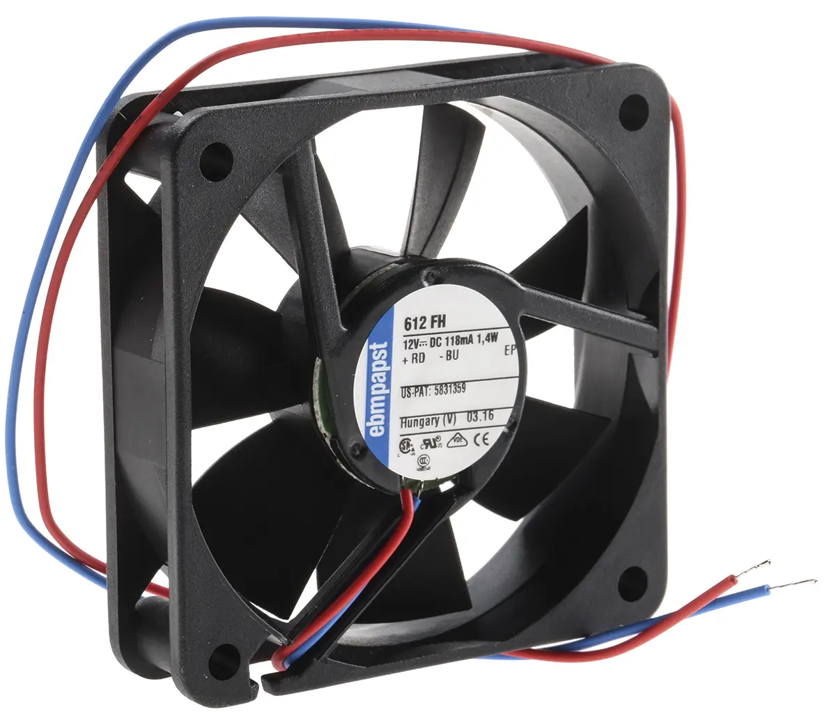 Produktfoto 1 von ebm-papst 600 F DC-Axiallüfter, Gleitlager, 12 V dc / 1.4W, 60 x 60 x 15mm, 4500U/min, 33m³/h