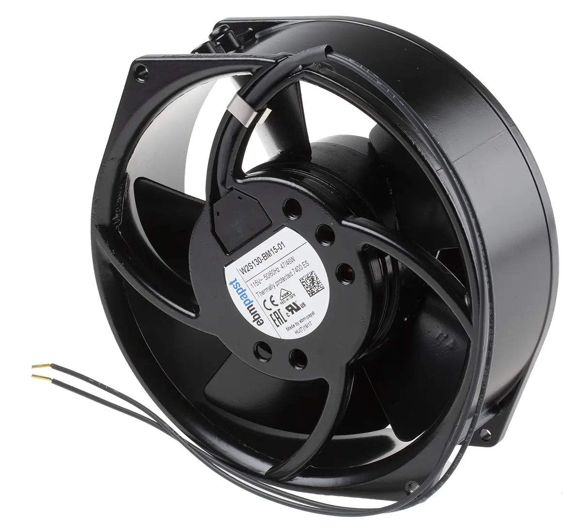 Produktfoto 1 von ebm-papst W2S130 AC-Axiallüfter, Kugellager, 115 V ac / 47W, 150 x 55mm, 2700U/min, 385m³/h