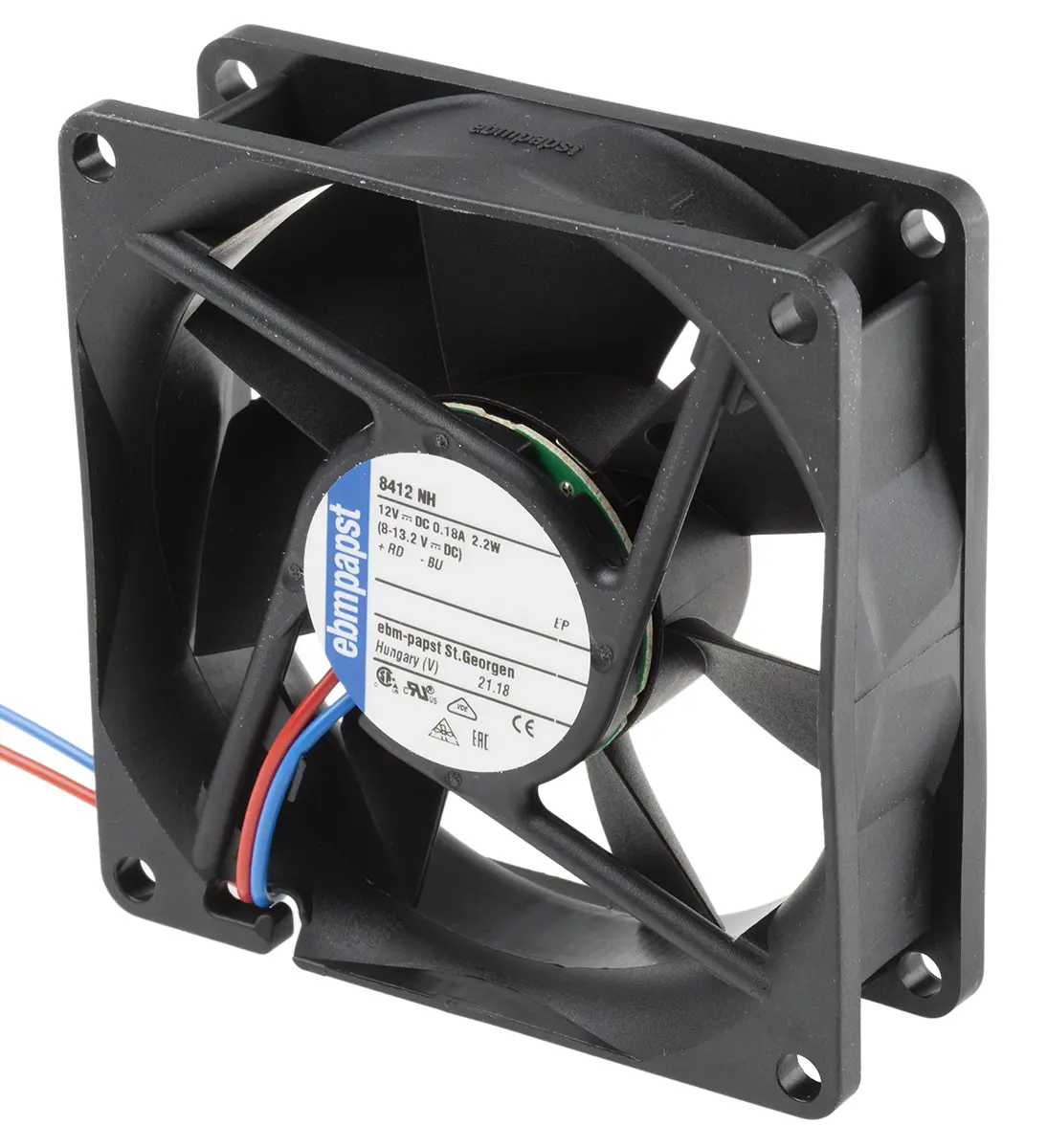 Produktfoto 1 von ebm-papst 8400 N DC-Axiallüfter, Kugellager, 12 V dc / 2.1W, 80 x 80 x 25mm, 3600U/min, 79m³/h