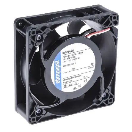 Produktfoto 1 von ebm-papst DV 5200 Axiallüfter, Kugel, 24V dc / 20 W 850 mA, 5000 U/min, 270 m³/h IP68 127 mm 127mm 38 mm