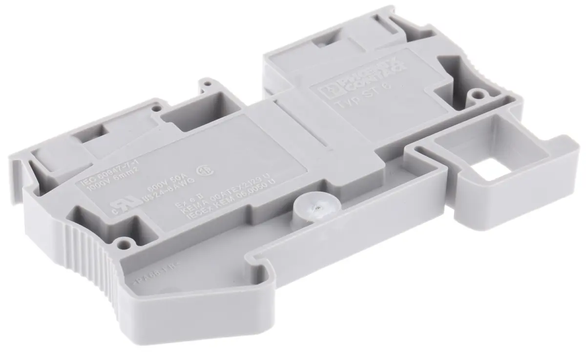 Produktfoto 1 von Phoenix Contact ST 6 Reihenklemme Einfach Grau, 0.2 → 6mm², 1 kV / 41A, Durchgang