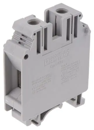 Produktfoto 1 von Phoenix Contact UK 35 Anschlussklemmenblock für Durchkontaktierung 1 Grau, 0.75mm², 35 mm², 1kV Schraubbefestigung ATEX