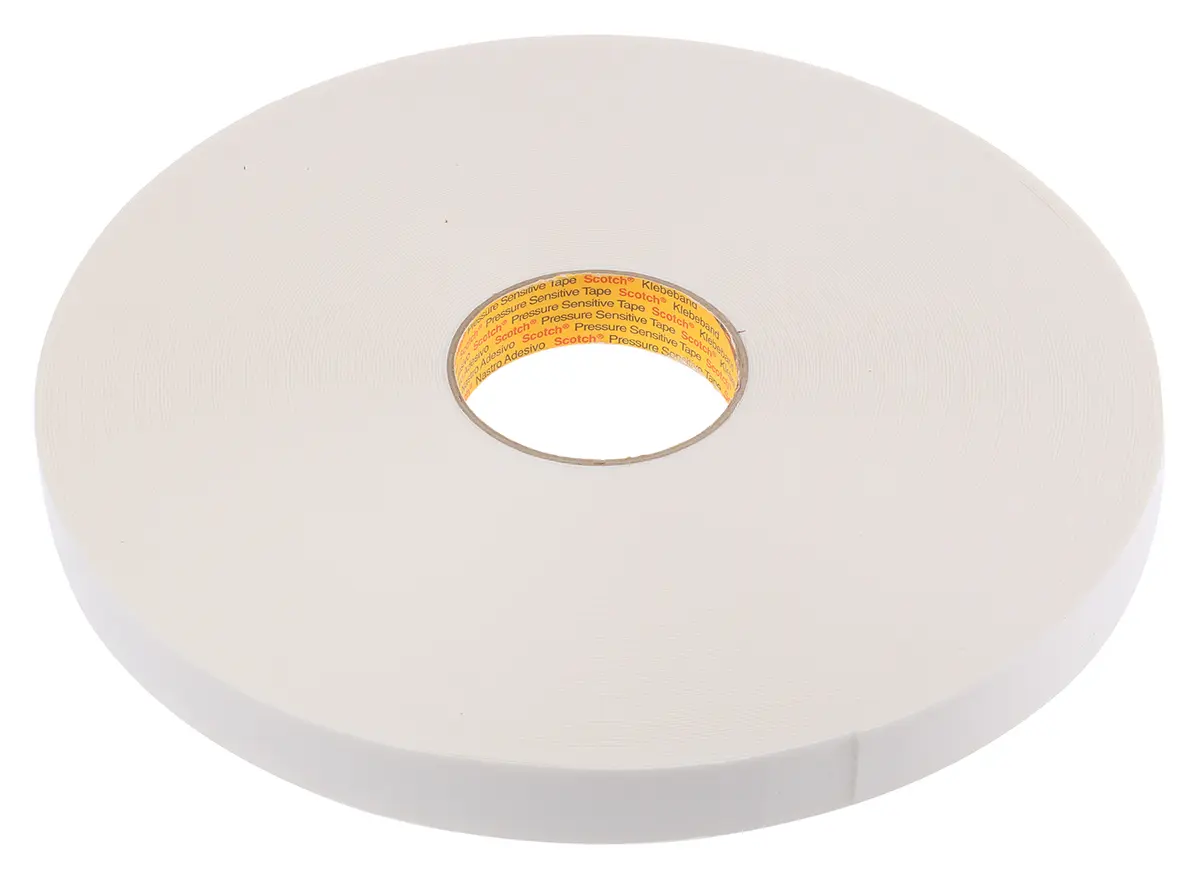 Produktfoto 1 von 3M SCOTCH 9536 Scotch-Mount Polyethylen Schaumstoff Klebeband doppelseitig, Weiß, Stärke 1.1 mm, 25 mm x 66 m, 6.8 N/cm