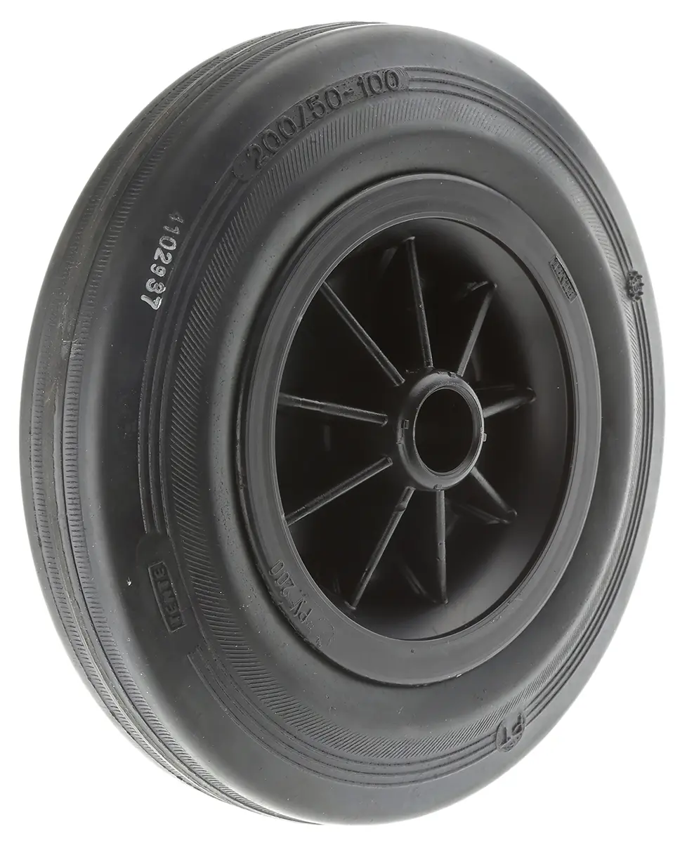 Produktfoto 1 von Tente Rollwagenrolle Schwarz, Mat. Gummi, 205 kg Ø 200 mm, B. 50 mm