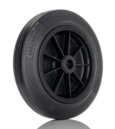 Produktfoto 1 von Tente Rollwagenrolle Schwarz, Mat. Gummi, 250 kg Ø 250 mm, B. 50 mm