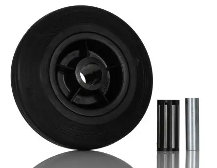 Tente Rollwagenrolle Schwarz, Mat. Gummi, 100 kg Ø 125 mm, B. 37 mm