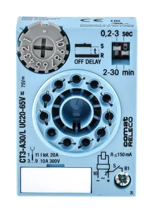 Produktfoto 1 von Releco CT3-A Zeitrelais 220 V dc 20V ac, 65 V ac, 0.2 to 30 min, 0.2 to 30 s, 3 Kont. 1, 3 CO