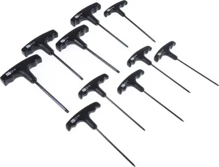 Produktfoto 1 von RS PRO TORX®-Schlüsselsatz T Lang, CrV-Stahl 10, T6 → T30